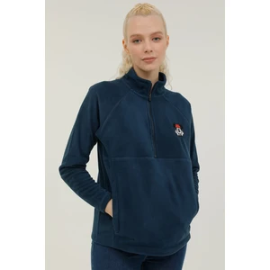 W-SD750 Lucky Half Zıp Po Mavi Kadın Sweatshirt