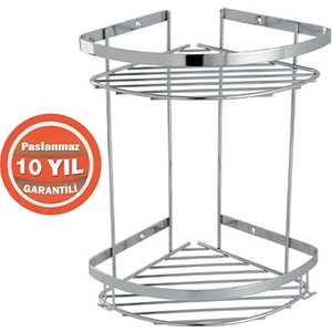 Çelik Banyo Paslanmaz Çelik Zerrin 2'li 19X19 cm Şampuanlık Banyo Rafı