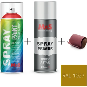 Sprey+Astar Premium Özel Yapım Akrilik Sprey Boya Seti 400 ml (Araba-Metal-Plastik-Ahşap) + Zımpara(Sarı Tonları)
