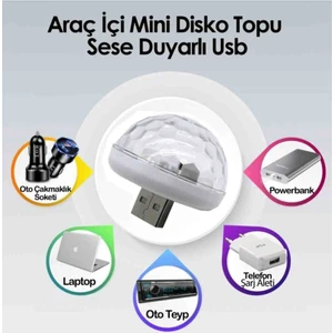 Mini USB Girişli LED Sese Duyarlı Renkli Disco Topu Efektli Lamba