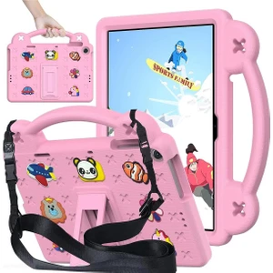 Samsung Galaxy Tab A7 Lite 8.7 (2021) Çocuklar Için Askılı Standlı Hayvan Figürlü Silikon Nemo Kılıf SM-T220/T225/T227