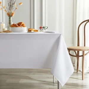 Zeren Home Sıvıya Dayanıklı Pamuk Keten Dertsiz Masa Örtüsü Beyaz