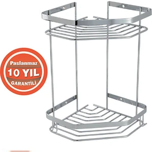 Çelik Banyo Paslanmaz Çelik Erpa 2'li 19X19 cm Şampuanlık Banyo Rafı