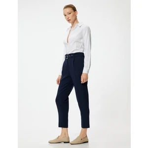 Cigarette Pantolon Yüksek Bel Kemer Detaylı Cepli