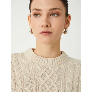 Saç Örgü Triko Kazak Bisiklet Yaka Uzun Kollu