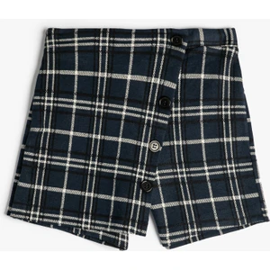 Mini Şort Etek Kruvaze Beli Lastikli Düğmeli