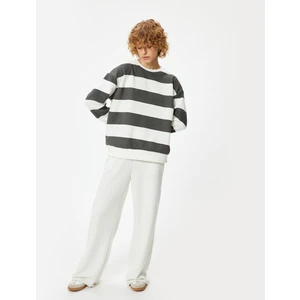 Oversize Sweatshirt Bisiklet Yaka Uzun Kollu Renk Bloklu