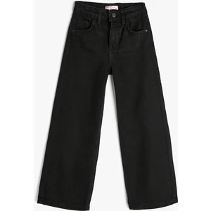 Kot Pantolon Geniş Paça Cepli Pamuklu - Wide Leg Jean