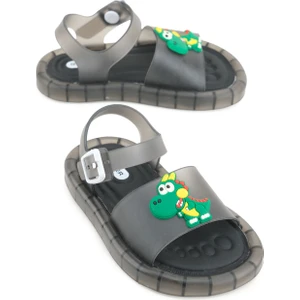 Yazlık Erkek Çocuk Suni Deri Işıklı Rahat Taban Ayarlanabilir Dino Sandalet