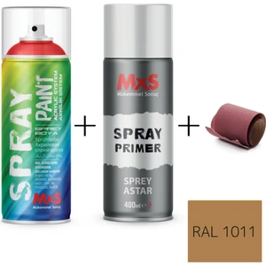 Sprey+Astar Premium Özel Yapım Akrilik Sprey Boya Seti 400 ml (Araba-Metal-Plastik-Ahşap) + Zımpara(Sarı Tonları)