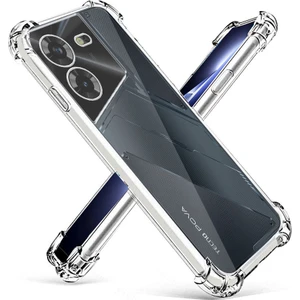 Tecno Pova 5 Kapak Kamera Korumalı Airbag Antishock Köşe Korumalı Şeffaf Silikon Kılıf