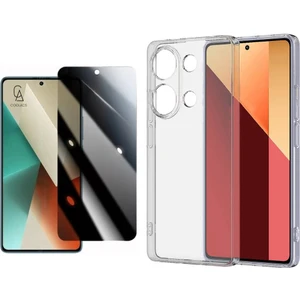Xiaomi Redmi Note 13 Pro 4g ile Uyumlu Soft Yumuşak Telefon Kılıfı ve Hayalet Privacy Ekran Koruyucu Seti