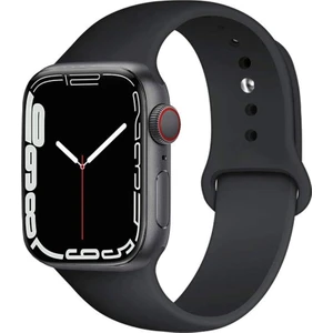 Apple Watch 2/ 3/ 4/ 5/ 6/ 7/ 8/ Se/ Ultra Kayış 42/ 44/ 45/ 49MM Yumuşak Renkli Silikon Large Kordon - Siyah