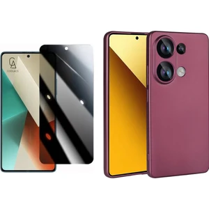 Xiaomi Redmi Note 13 Pro 4g ile Uyumlu Soft Yumuşak Telefon Kılıfı ve Hayalet Privacy Ekran Koruyucu Seti