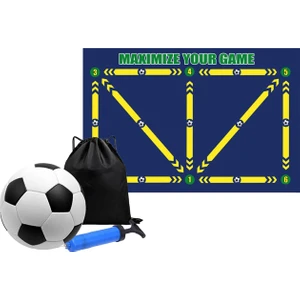 Futbol Ayak Sesi Eğitim Mat Malzemeleri Ev Iç Mekan Dış Mekan Için Futbol Matı ile Top Koyu Mavi (Yurt Dışından)