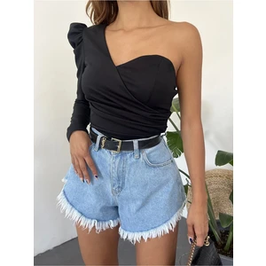 Fav Style Kadın Tek Omuz Balon Uzun Kollu Bluz