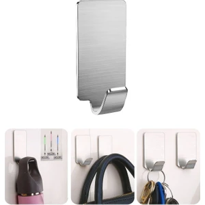 Güçlü Yapışkanlı Metal Banyo Mutfak Eşya Havlu Vb Ürün Askılığı AL4468- 1 Adet Gümüş