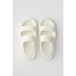 Masai Beyaz Çift Bant Eva Plaj Günlük Yazlık Sandalet Terlik