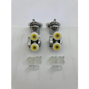 Seçenek Çok Rulmanlı Cam Duşakabin Tekerleği Metal Kırılmaz Gövde Krom 4'lü Set