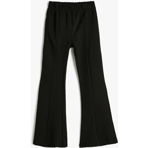 Ispanyol Paça Pantolon Fitilli Yırtmaç Detaylı Beli Lastikli