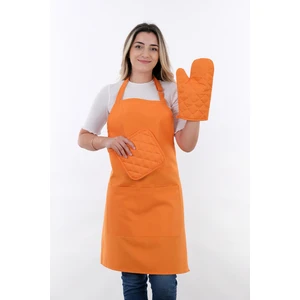 Simple 3'lü Set Ayar Askılı Mutfak Önlüğü Seti (Eldiven, Tutacak)