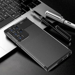 Galaxy S24 Ultra Uyumlu 3D Kamera Korumalı Karbon Leke Tutmaz Darbe Emici Kılıf