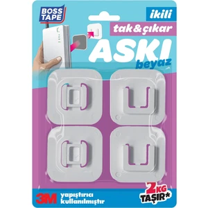 Boss Tape Kendinden Yapışkanlı Tak Çıkar Sök Tak Askı 2'li Beyaz