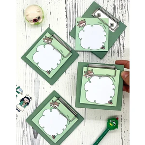 Sevimli Hayvan Desenli Yeşil Sekreterlik Not Defteri/ Sticky Note / Sticker/ Post-it/  Bullet Journal