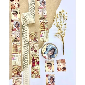 Pul Tek Tek Çıkartmalı - Washi Bant - Sticker  - Bullet Journal - Defter Süsleme