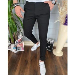 Ser Joven Erkek Slim Fit Siyah Keten Pantolon