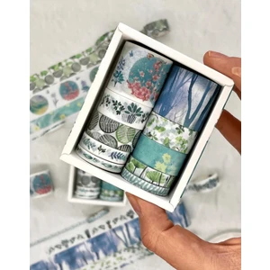 Masking Tape Orman Temalı 10'lu Yeşil Kutu Washi Bant Set / Washi Tape / Bullet Journal / Scrapbook