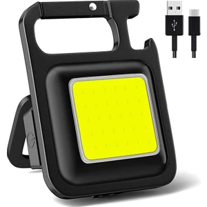 Mini LED Flashlight Feneri Anahtarlık Çok Fonksiyonlu USB Şarjlı