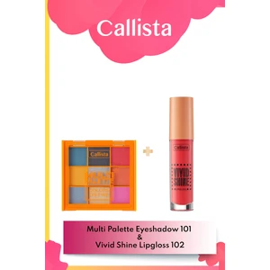 Callista Beauty Multi Palette Göz Farı Paleti 101 & Vivid Shine Dudak Parlatıcısı 102 - Turuncu Makyaj Seti