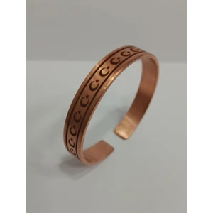 Elden Eve Bakır Sıralı Ay Yıldız Motifli Bakır Bileklik 10MM LZRB0015-3