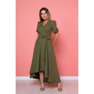 Haki Büyük Beden Asimetrik Kesim Elbise