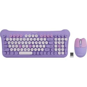 KM-6244 BUNNY Renkli Tuşlu Mor 2.4 ghz + BT Kablosuz Q Multimedia Klavye + Mouse Set