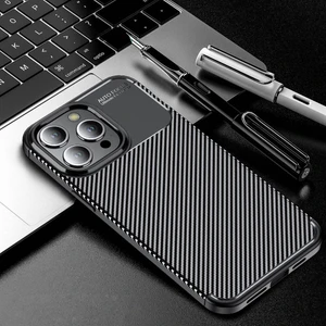 Iphone 15 Pro Max Uyumlu 3D Kamera Korumalı Karbon Leke Tutmaz Darbe Emici Kılıf