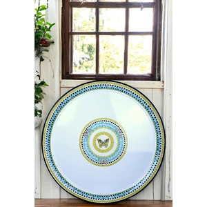 İnci Emaye Sini Sofra, Yemek Sunum Tepsi, Yer Sofrası Çinko ~60 cm