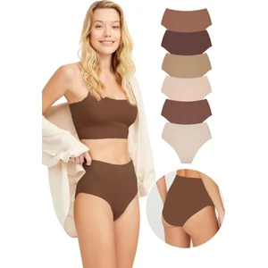 Yüksek Bel Basic Lazer Kesim Bikini Külot 6'lı Paket-2