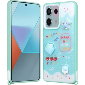İ She Redmi Note 13 Pro 5g Kılıf Sim Süslemeli ve Figürlü Parlak Dipy Premium Silikon Kapak