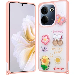 Tecno Camon 20 Pro 4g Kılıf Figürlü ve Ince Simli Şık Mellila Premium Kapak