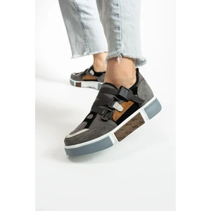 Kadın Gri Şık Tasarım Ortopedik Kadın Sneaker
