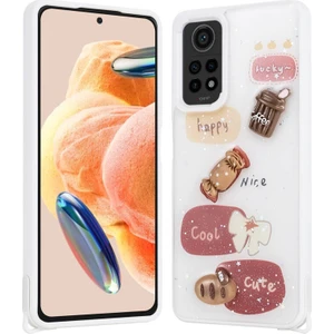 İ She Redmi Note 12 Pro 4g Kılıf Sim Süslemeli ve Figürlü Parlak Dipy Premium Silikon Kapak