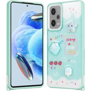 İ She Redmi Note 12 Pro 5g Kılıf Sim Süslemeli ve Figürlü Parlak Dipy Premium Silikon Kapak