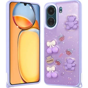 İ She Redmi 13C Kılıf Sim Süslemeli ve Figürlü Parlak Dipy Premium Silikon Kapak