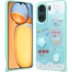 İ She Redmi 13C Kılıf Sim Süslemeli ve Figürlü Parlak Dipy Premium Silikon Kapak