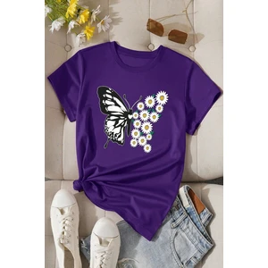 Only Trendwear  Pamuklu Papatya Kelebek Tasarım Tshirt