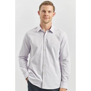 Lila Uzun Kol Düz Bez Ayağı 032 Sert Yaka Classic Slim Fit Gömlek 1004240334