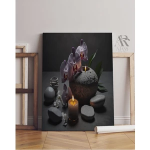 Ar Ajans Kanvas Tablo Zen Taşları ve Mumlar Meditasyon Dekoratif Knavas Tablo