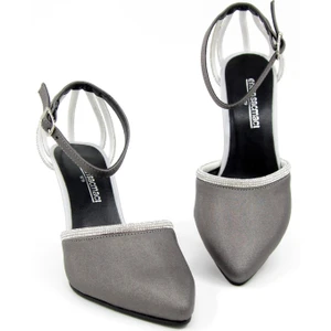 Erkan Saçmacı Martina Antrasit Saten Taşlı Abiye Ayakkabı